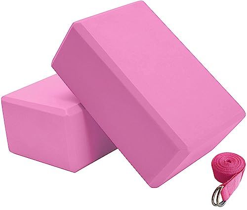 Bloques de Yoga*2, 9 "x6 "x4", Bloques de Espuma EVA con Correa de Alta Densidad