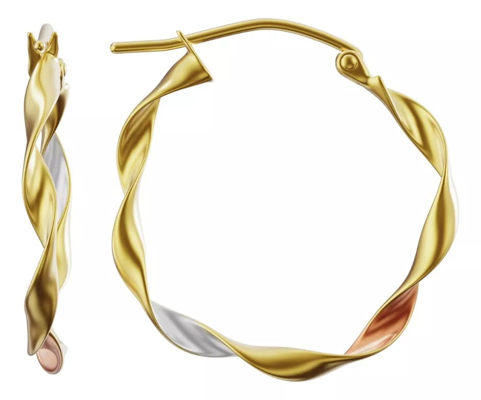 Arracada Arete Torcido De Oro 10k Kilates Mujer Italy 3 Oros