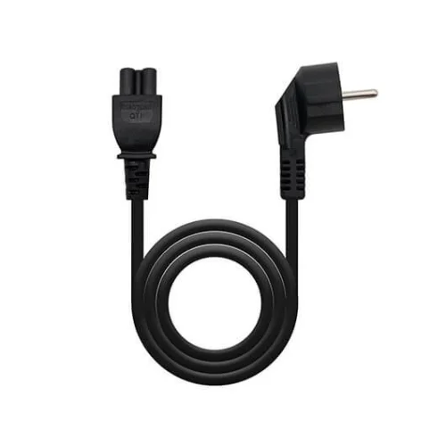 Cable alimentacion tipo trebol 1.5m nanocable negro corriente - acodado - schuko c5 - awg18