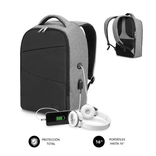 Mochila para portatil subblim secure v2 ap 16 pulgadas negro - gris