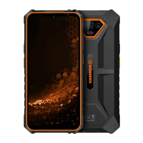 Movil rugerizado hammer iron v 6+6 - 64gb naranja