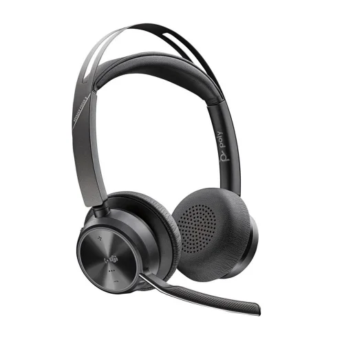 Auriculares poly voyager focus 2 usb - c - c con certificación microsoft teams + adaptador usb - c - a + base de carga