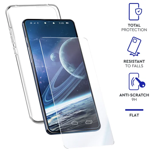 Carcasa myway para apple iphone 14 pro max transparente + protector pantalla cristal templado