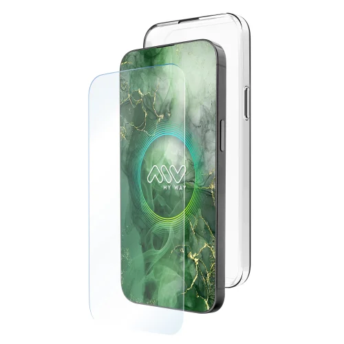 Carcasa myway para apple iphone 16 transparente + protector pantalla cristal templado