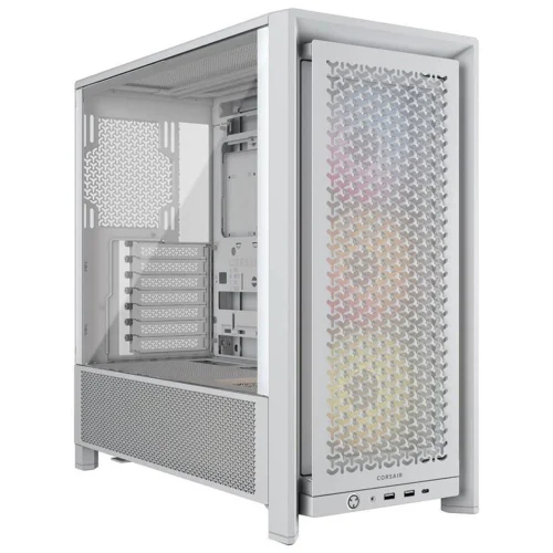 Caja ordenador gaming corsair frame 4000d rs atx argb cristal templado blanca