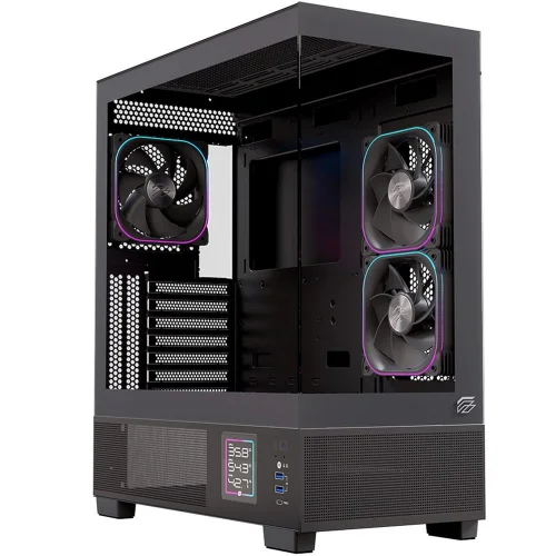 Caja ordenador gaming einarex s501d atx rgb cristal templado negra