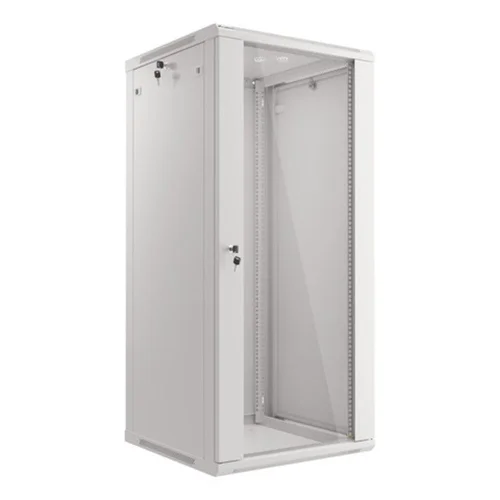Armario lanberg mural rack 19 pulgadas 27u - 600x600 flat pack puerta cristal gris