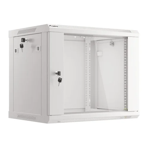 Armario lanberg mural rack 19 pulgadas 9u - 600x450 flat pack v2 puerta cristal gris