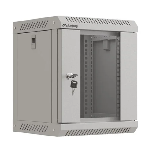 Armario lanberg mural rack 10 pulgadas 6u - 300x300 flat pack gris puerta cristal