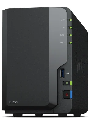 Servidor nas synology disk station ds223 2bay 1.7 ghz qc 2gb ddr 4 1 x gbe 3x usb 3.2