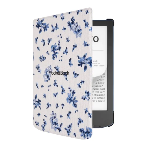 Pocketbook funda shell series verse + verse pro - patron flores blanco azul