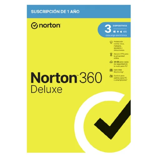 Antivirus norton deluxe 25gb español 1 usuario 3 dispositivos 1 año esd electronica